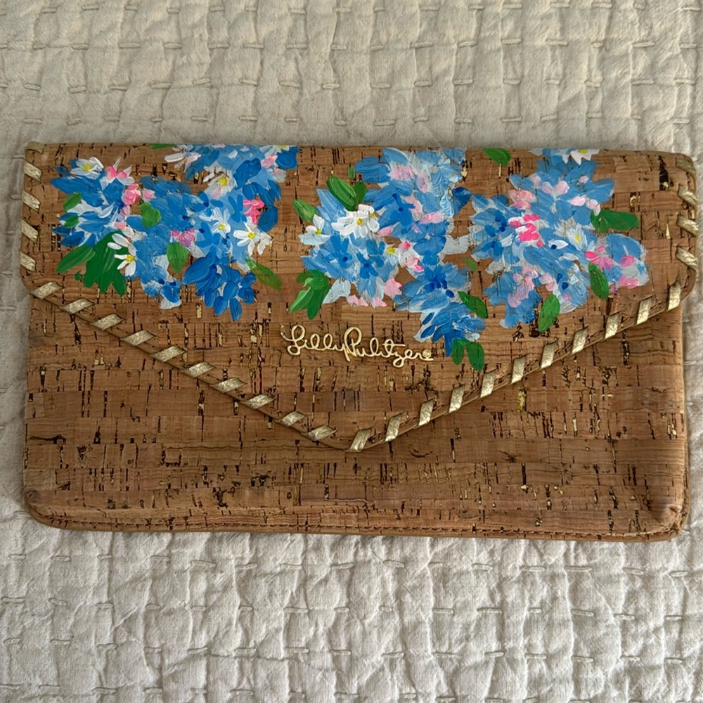LILLY PULITZER Hand Painted Hydrangea Clutch